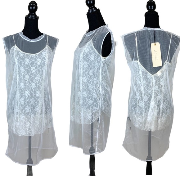 SATINE Label Italian Silk Sheer Mesh Slip Coverup
